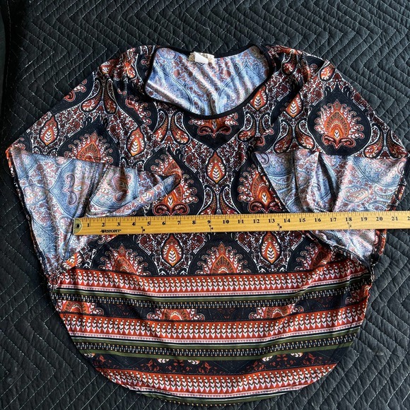 Lavish Blouse Womens Small Black Orange Batwing Paisley Office - Picture 5 of 8